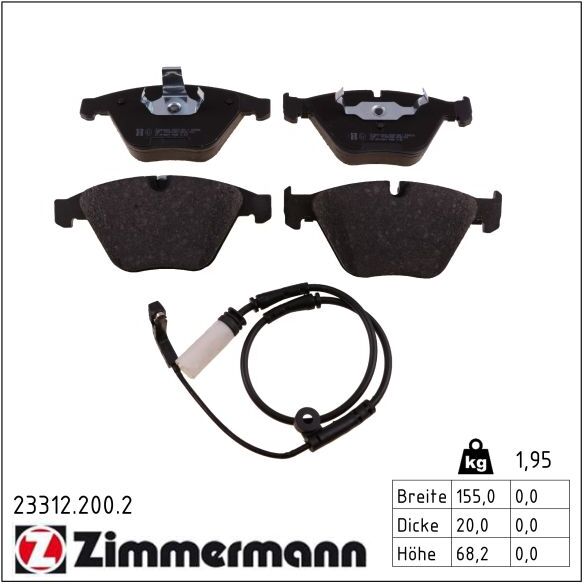 Zimmermann Bremsbelagsatz, Scheibenbremse 233122002 Vorderachse Für Bmw (Brilliance)