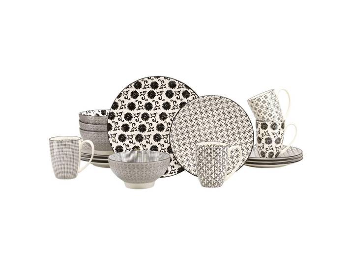 Creatable Kombiservice Luna Black Line, Schwarz, Weiß, Keramik, 16-teilig, 300 ml, Geschirr, Geschirrsets, Kombiservice