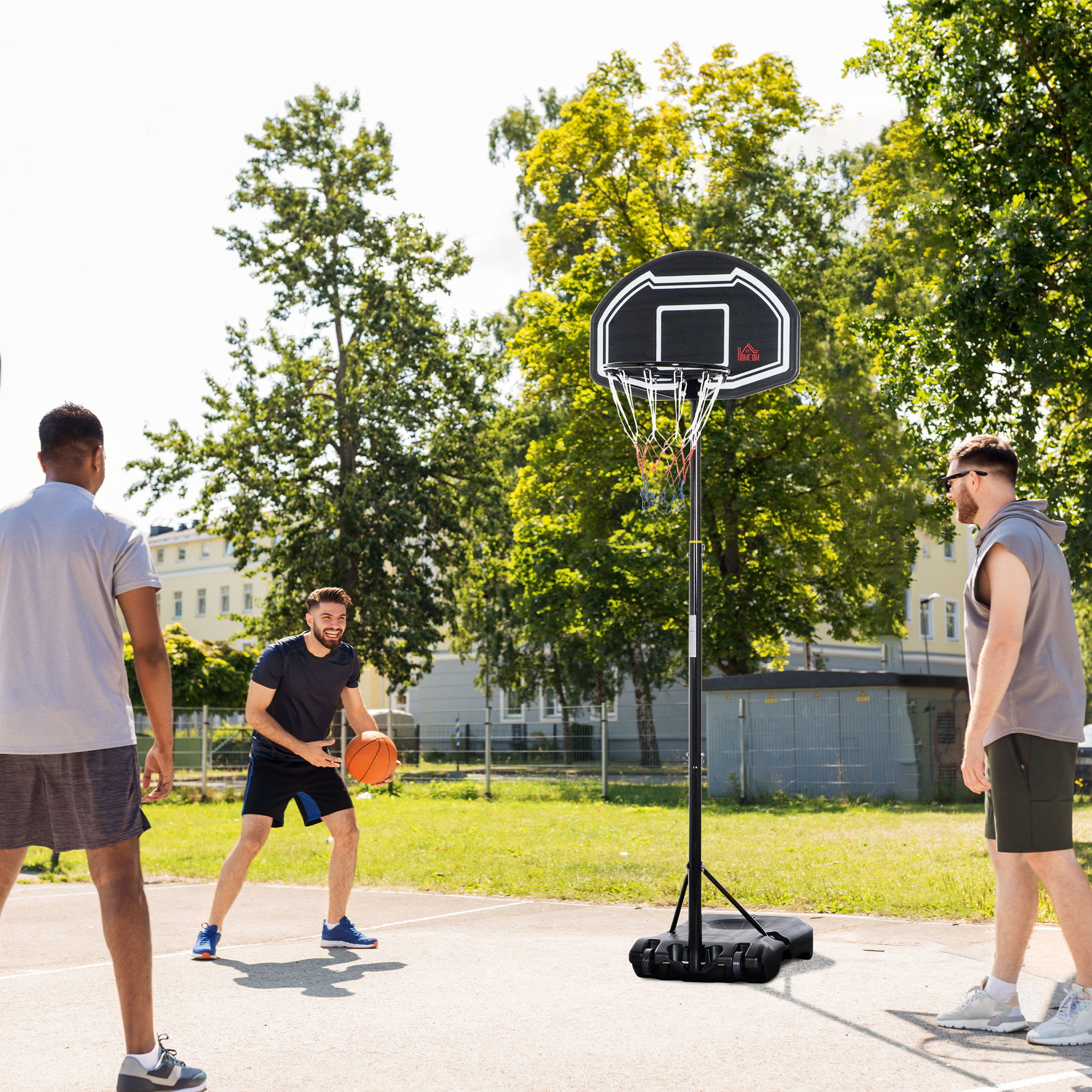 Homcom Canestro da esterno per adolescenti, supporto regolabile 160-210 cm con ruote   Aosom Italy