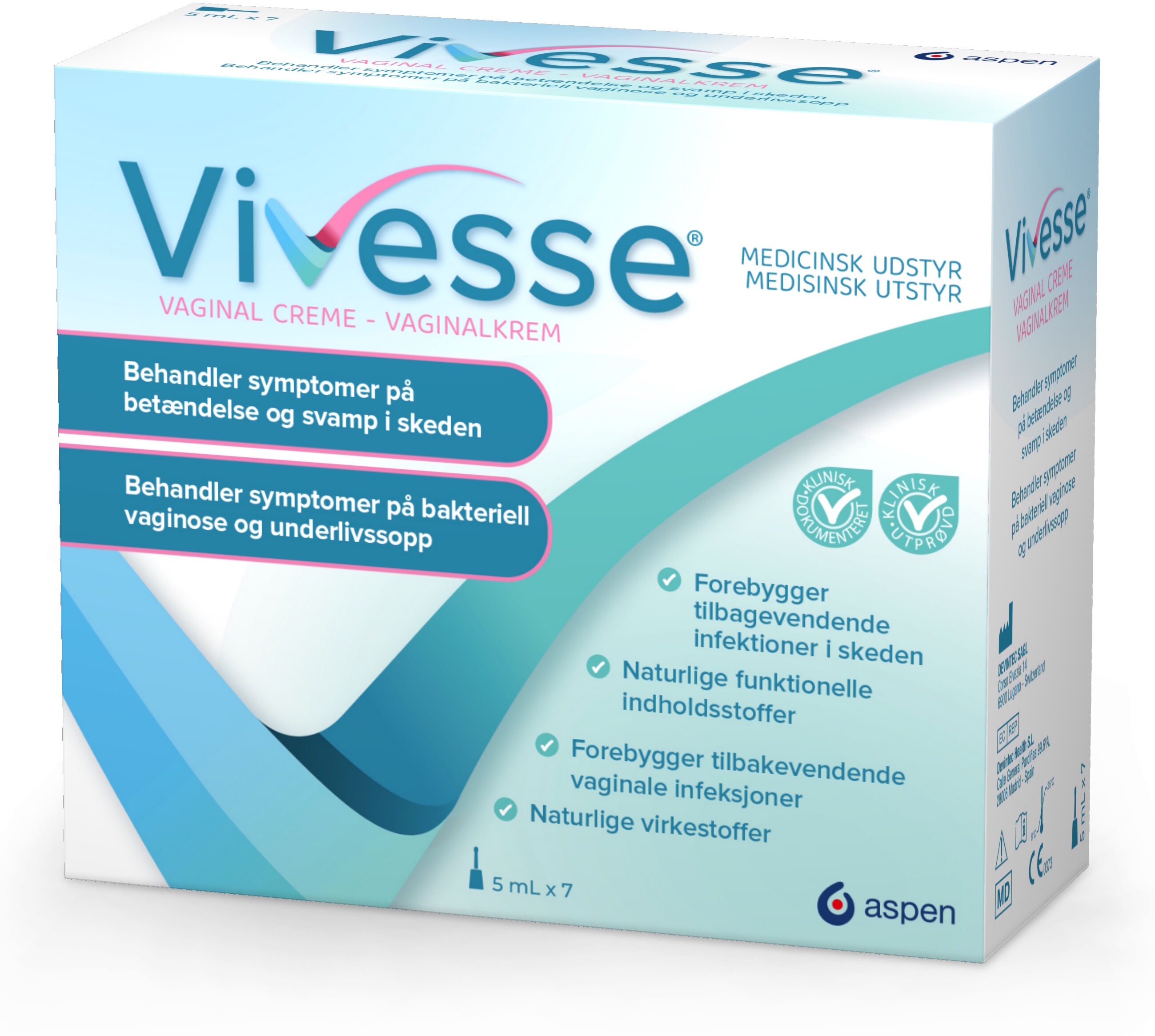 Vivesse Vaginal Creme Medicinsk udstyr 7 x 5 ml