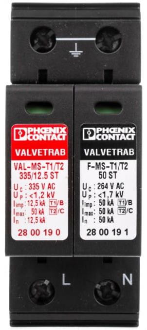 Phoenix Contact Overspanningsbeveiliging type 1/2 VAL-MS-T1/T2 335/12.5 ST 1+1
