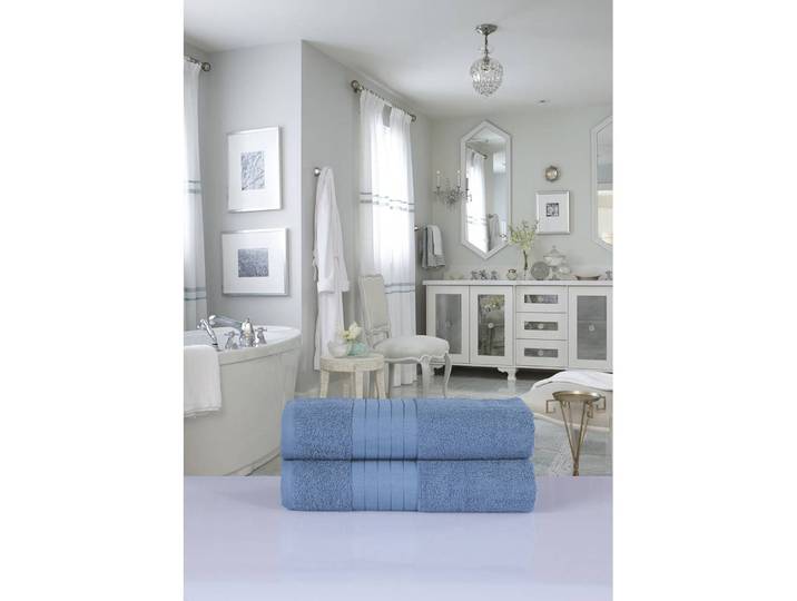Serviettes de bain Cindy lot de 2 Bleu/Bleu glacier
