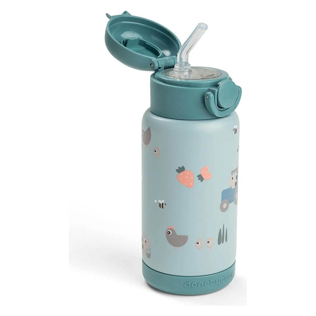Done by Deer - Thermo-Strohhalmflasche - Tiny farm Blau - 340 ml (0.34 l) (1061122)