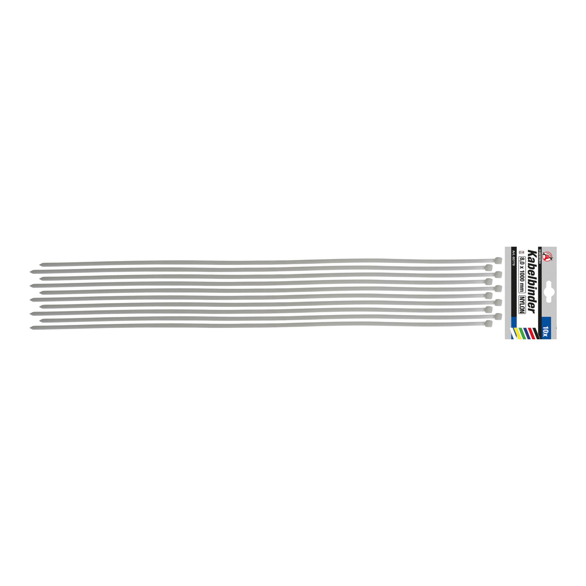BGS Do it yourself Kabelbinder-Sortiment 80779, weiß, 8,0 x 1000 mm, 10-tlg.)