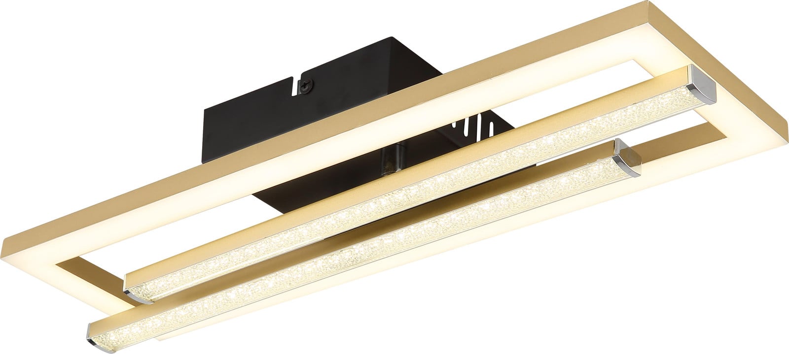 Globo Lighting Highway LED-plafondlamp zwart en goud/messing B: 38 cm, D: 6 cm, H: 40 cm