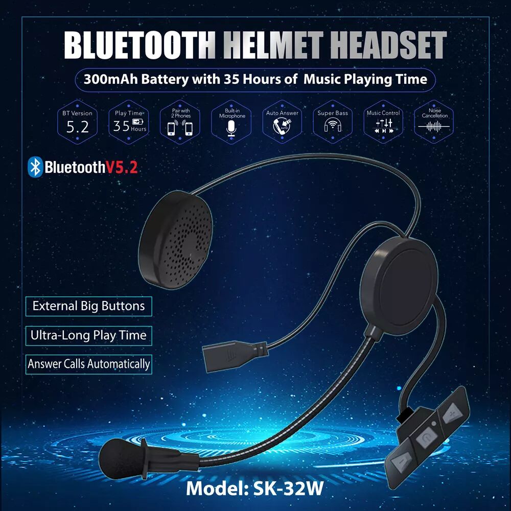 INF Casque de moto Bluetooth 5.2