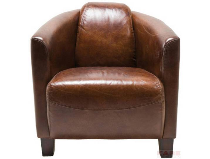 Kare-Design Cocktailsessel, Braun, Holz, Echtleder, Rindleder, Vintage, 70x72x83 cm, Wohnzimmer, Sessel, Cocktailsessel