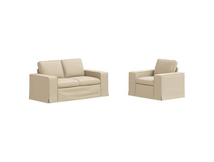 KUTYWEXFM Sofagarnitur 2-Teilig Couch Set Creme Stoff Polstersofa Modern Dieses modulare Sofaset mit atmungsaktivem Stoffbezug bringt Komfort und Eleganz in Ihr Wohnzimmer oder Schlafzimmer.