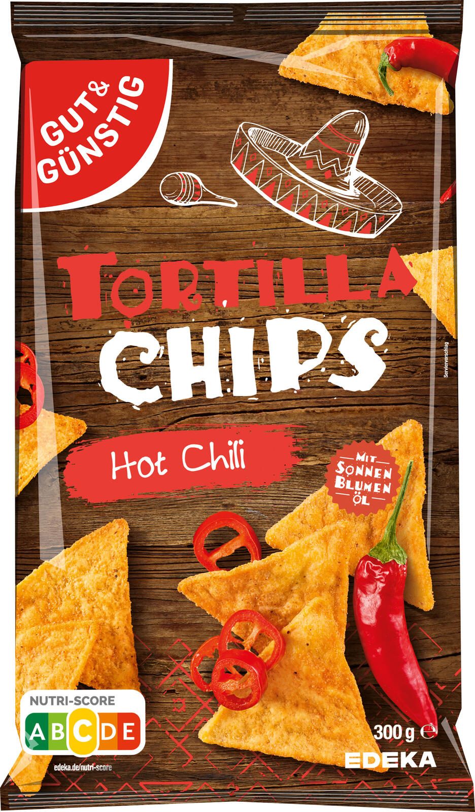 GUT&GÜNSTIG Tortilla Chips Hot Chili 300,0 g 3676885003