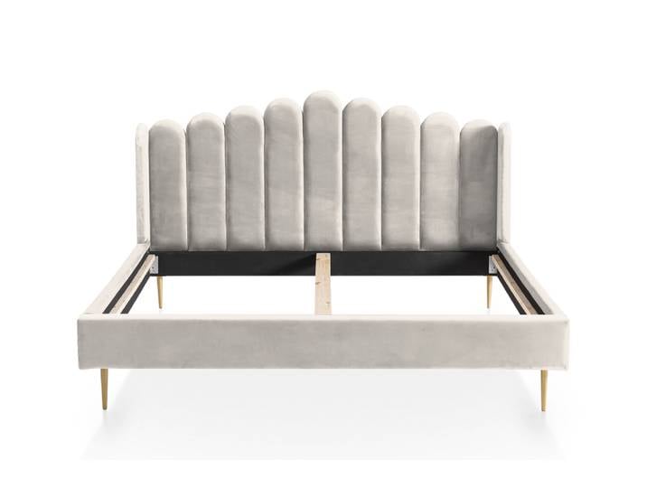 Muschelbett, Samt, Grau, 152×218 cm, Muschel-Design, Modern, SalesFever
