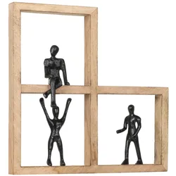 Moritz Wandfigur Unity 35,5 cm aus Mangoholz und Aluminium schwarz dekorative Wanddeko mit drei Figuren als Symbol für Zusammenhalt Teamwork und Gemeinschaft
