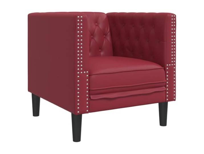 IBUQDDV Chesterfield-Sessel Weinrot Kunstleder Clubsessel Stil,Knopfheftung Armlehnen,Stützbeine,Feuchtes Tuch Reinigung,Lesen Fernsehen Entspannen