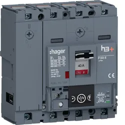 Hager HES041NC Leistungsschalter h3+ P160 Energy 4P4D N0-50-100% 40A 70kA CTC