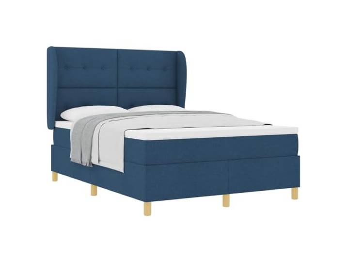 KKgypkn Boxspringbett 200x160 cm mit verstellbarem Kopfteil, Stoffbezug Blau, inklusive mittelfester Taschenfederkernmatratze
