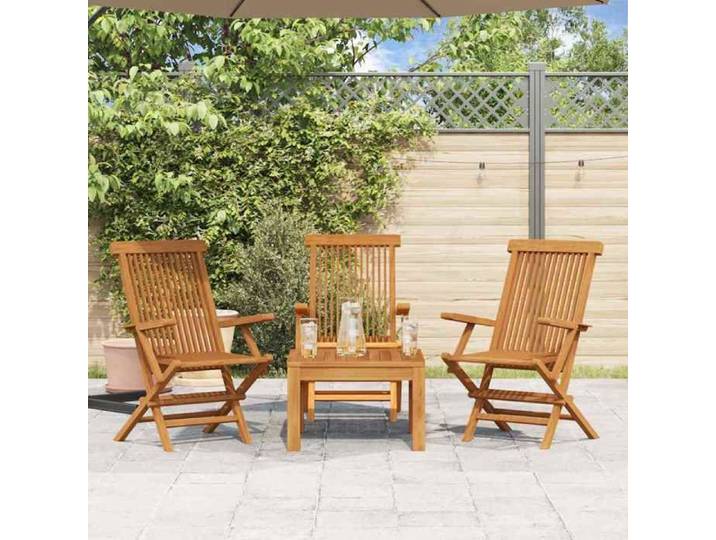 chaises pliantes - - Lot de 3 - Composition : 3 chaises - bois de teck massif - 55x60x89 cm - Pliable - Avec accoudoirs hgi59