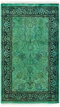 Solo Rugs "Fine Vibrance, One-of-a-Kind Hand-Knotted Area Rug - Green, 2' 8"" x 4' 4"" - 2' 8"" x 4' 4"""