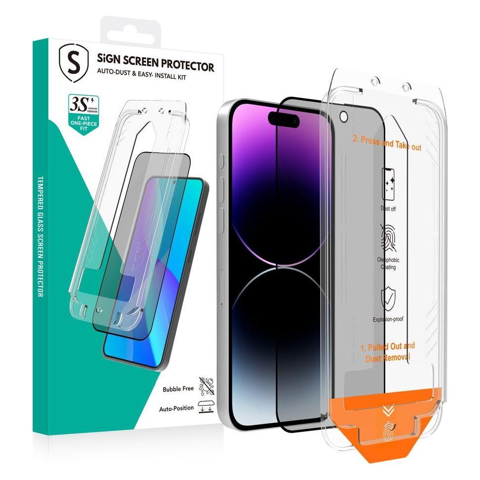 SIGN Privacy Screen Protector iPhone 14 Pro - EZ Apply dust free applicator (1 Stk., Apple iPhone 14 Pro) (SNTP-IP14P-PR)