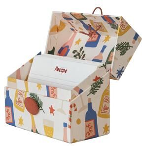Storied Home Handmade Printed Paper Recipe Box with 36 Recipe Cards