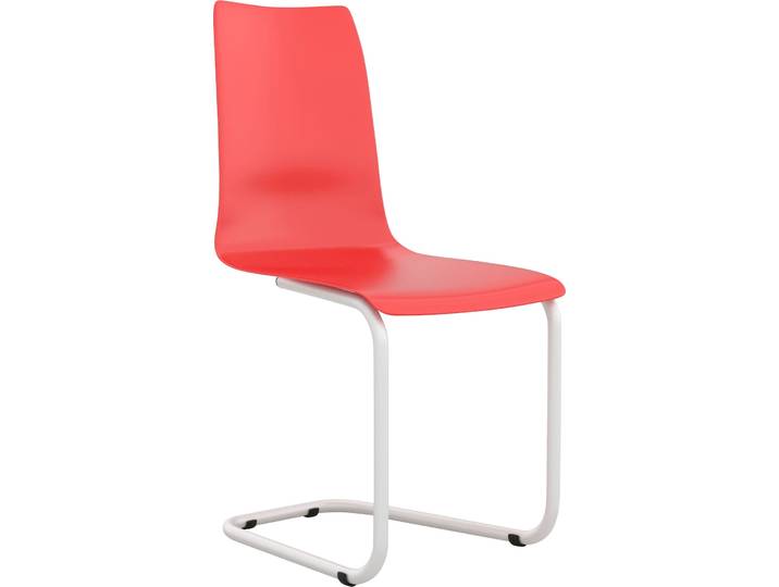 Freischwinger TOJO stuhl , rot (rot, weiß beschichtet), B:45cm H:90cm T:50cm, Polypropylen, Stühle, Freischwinger, mit weißem Gestell