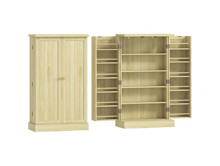 FSX Armoire de 104 cm 12 étagères à épices étagères réglables bois naturel.