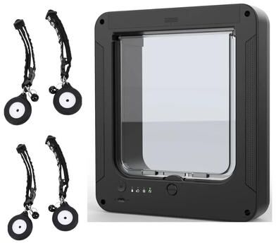 Uplift Essentials Electronic Induction Smart Pet Door With Microchip Sensor black With 4pc Sensors