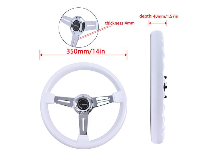 Volant de dérive en ABS blanc, volant standard, simulateur de course, Hursport, 350mm