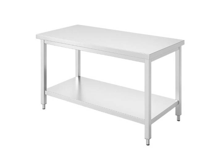 Table centrale inox professionnelle - 1200x700 mm - Acier inox AISI201 - Étagère inférieure - Plan 850 mm
