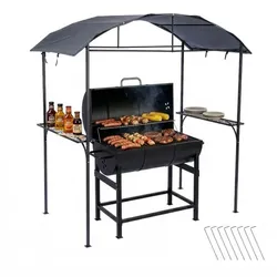 Relaxdays Grill Pavillon aus Metall Anthrazit