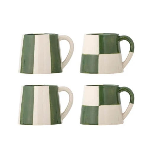 Bloomingville Floki mokken set van 4 in groen en beige van keramiek