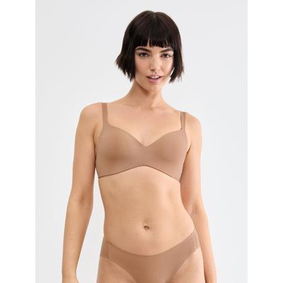 T-Shirt-BH SLOGGI "ZERO Feel Pure THE UP TShirt Bra", Damen, Gr. L, N-Gr, beige (nostalgic braun), Single Jersey, Obermaterial: 38% Polyester, 33% Modal, 15% Polyamid, 14% Elasthan, BHs T-Shirt-BH, natürlich und unsichtbar