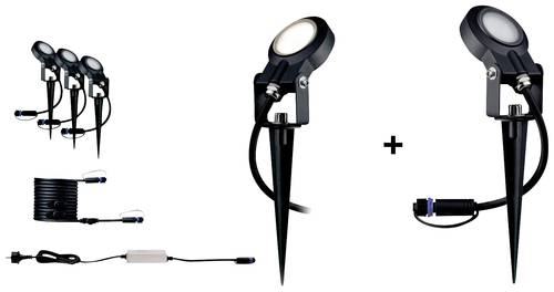 Paulmann 4064161325880 Beleuchtungssystem Plug & Shine LED-Gartenstrahler-Starter-Set 4er Set LED 24W Warmweiß Anthrazit