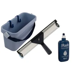 Ha-Ra Fensterreinigung Set: Fensterreiniger 32 cm, 500 ml Vollpflegekonzentrat und ERA 6 Liter Eimer mit 2 Clips