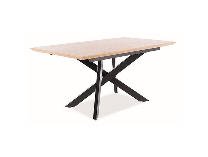 Feldmann-Wohnen Esstisch Capitol eiche / schwarz 160-200 / 90 / 76cm, Hellbraun, Holz, Rechteckig,Rechteckig, 160x76x90 cm, Esszimmer, Esstische