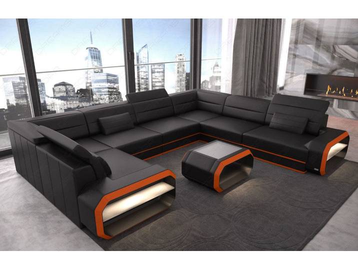 Mini Couch Verona U-Form in Leder