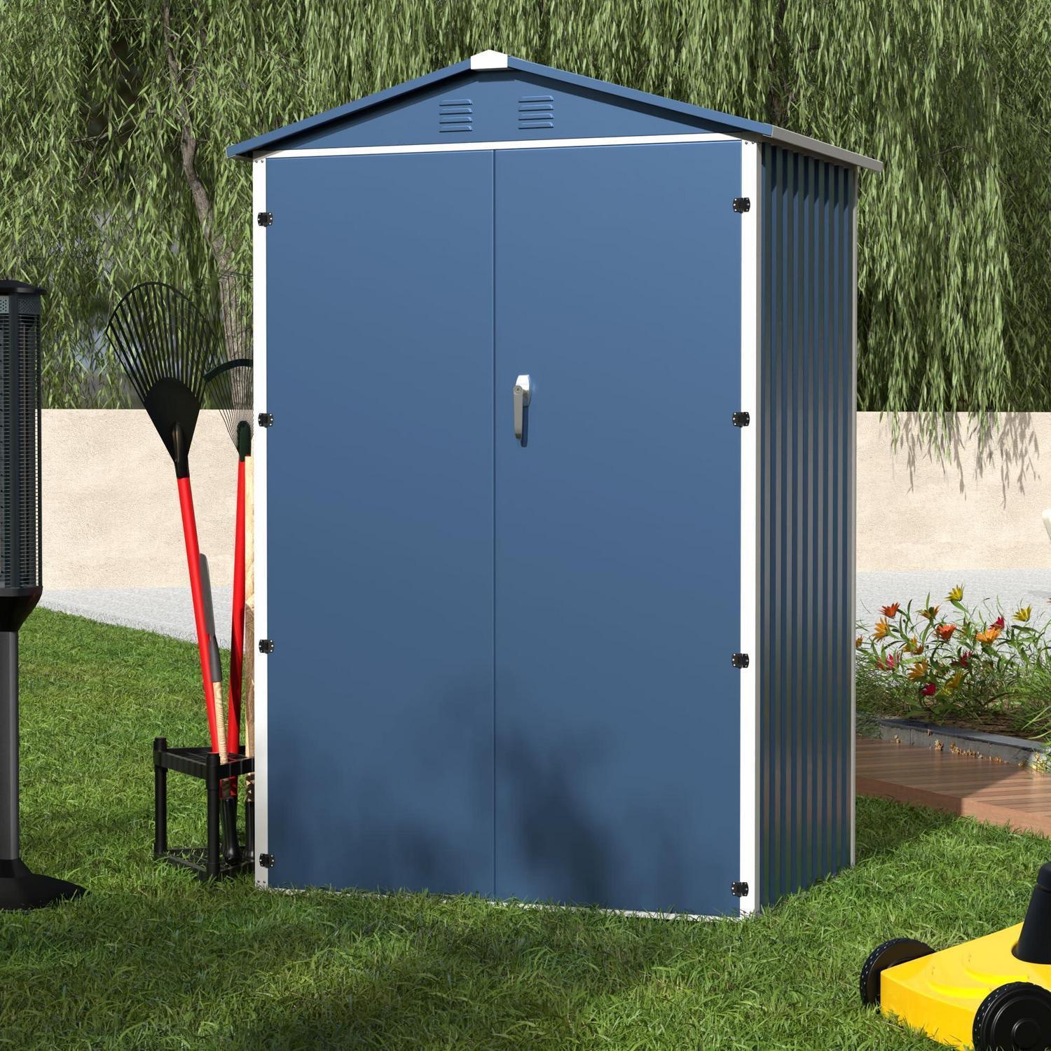 Gerätehaus Metall 2 m² mit Satteldach Blau 185x125,5x88,5 cm