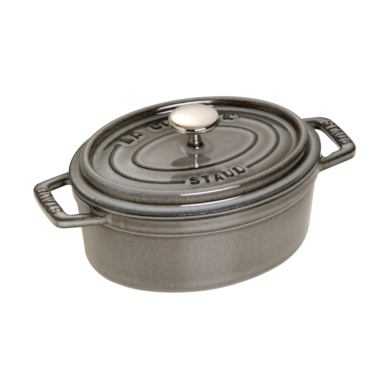 Staub La Cocotte ovale gietijzeren pan, 1 l, grafietgrijs