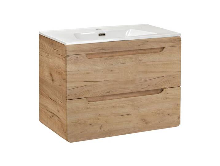 Meuble Suspendu sous Vasque ARVIDA SET2 2 Tiroirs Chêne Chêne 46 x 80 x 59 cm