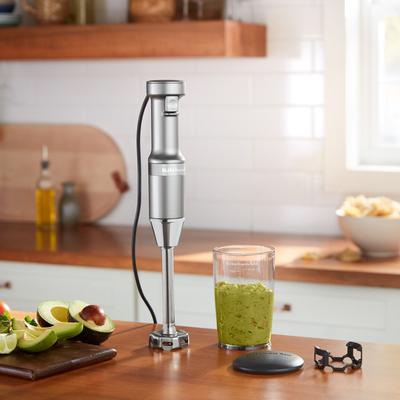KitchenAid Corded Variable-Speed Immersion Blender in Contour Silver with Blending Jar