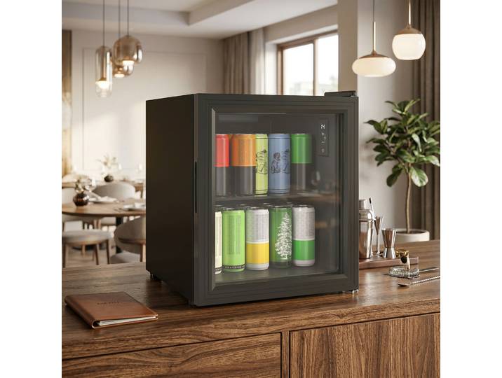 HOMCOM Mini Frigo 46L Silencieux Porte Verre Noir 59 Canettes