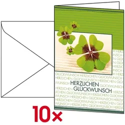 Sigel Geburtstagskarten mit Umschlägen »Fortune« DS004 grün, 14.8x10.5 cm