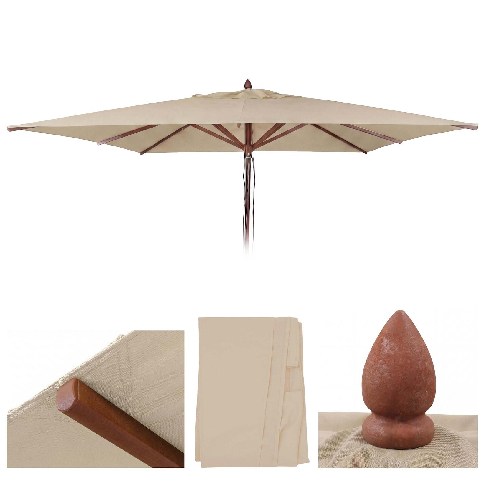 Ersatz-Bezug für Gastronomie Holz-Sonnenschirm MCW-C57b, Sonnenschirmbezug, eckig 4x4m Polyester ~ creme