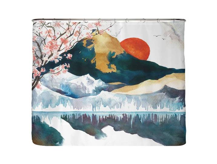 Rideau de douche PS recyclé Japon Microfibre Multicolore 240 x 200cm