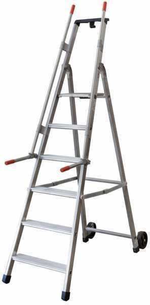 Facal Mayorà Tecnoscala QM-7, 7 gradini, 2.29 m - Scala da lavoro con ruote e maniglie - Altezza stimata operativa 3.39 m