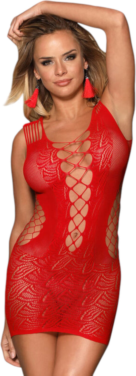 Subblime 951863 - patterned red fishnet dress (S-L)