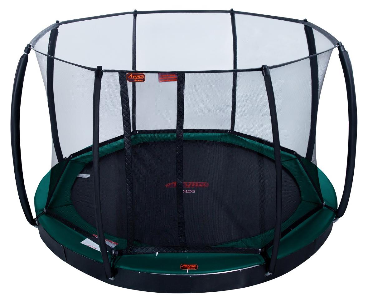 Avyna Trampolin, flaches Modell, Durchmesser 365 cm, mit Sicherheitsnetz | Grün