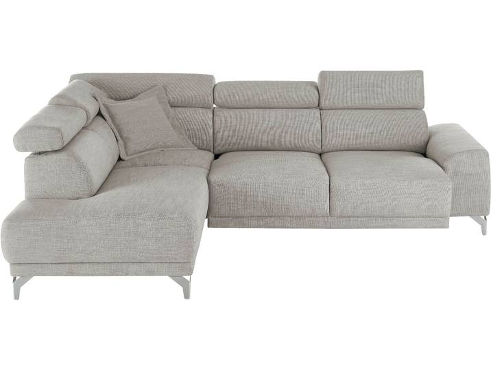 Ecksofa 3C CANDY Greve Sofa immer mit manuelle Kopfteilverstellungen, modern, elegant , silber, B:249cm H:79cm T:209cm, 100% Polyester, Sofas, Ecksofa, wahlweise motorischer Sitzvorzug, bequem und zeitlos, L-Form
