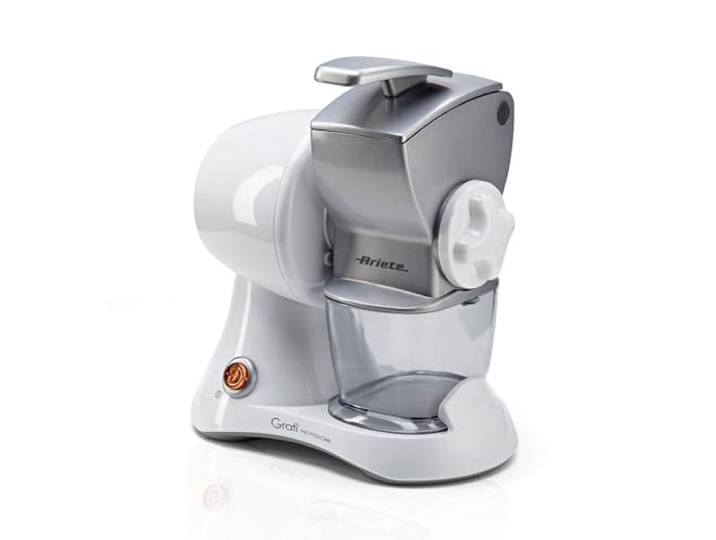 Ariete 448 Gratì Professional - Râpe électrique avec rouleau professionnel\, Récipient amovible avec bouchon fraîcheur\, 130W\, Blanc / Argent