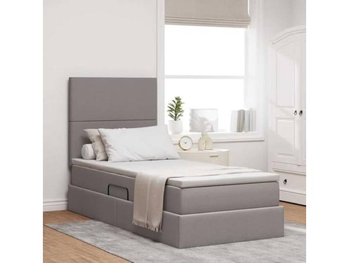 Seitlich geöffnetes Stauraumbett mit Hydraulik Liftsystem modernes Design Stauraumbett mit Matratze Taupe 90x200 cm Kunstleder Bett mit Bettkasten Hydraulik Lattenrost Metallrahmen Schlafzimmer Möbel