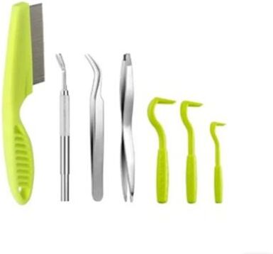 Inspire Select Pet Tick & Flea Removal Kit Easy to Use Hook Extractor + Tweezers Pliers For Dogs & Cats random Color 7 Pcs