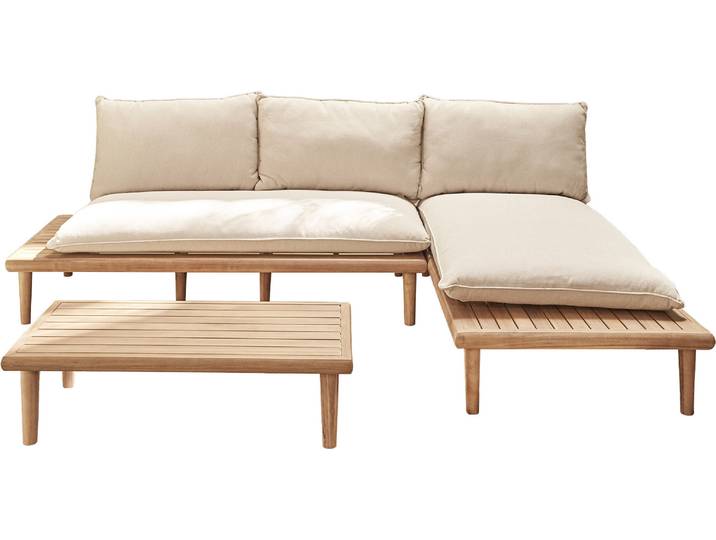 Best Mobilier Papeete - salon bas de jardin 4 places + table - en bois d'acacia 100% \, Bois / Beige